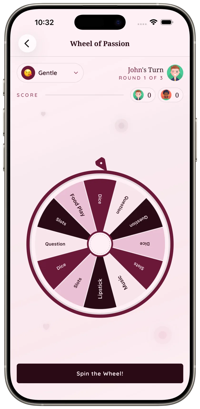 Foreplay iOS Wheel of Passion screenshot