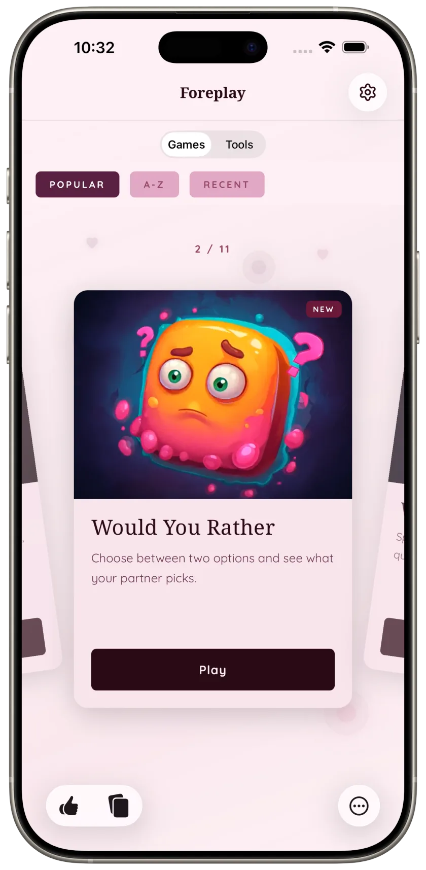 Foreplay iOS Would You Rather screenshot